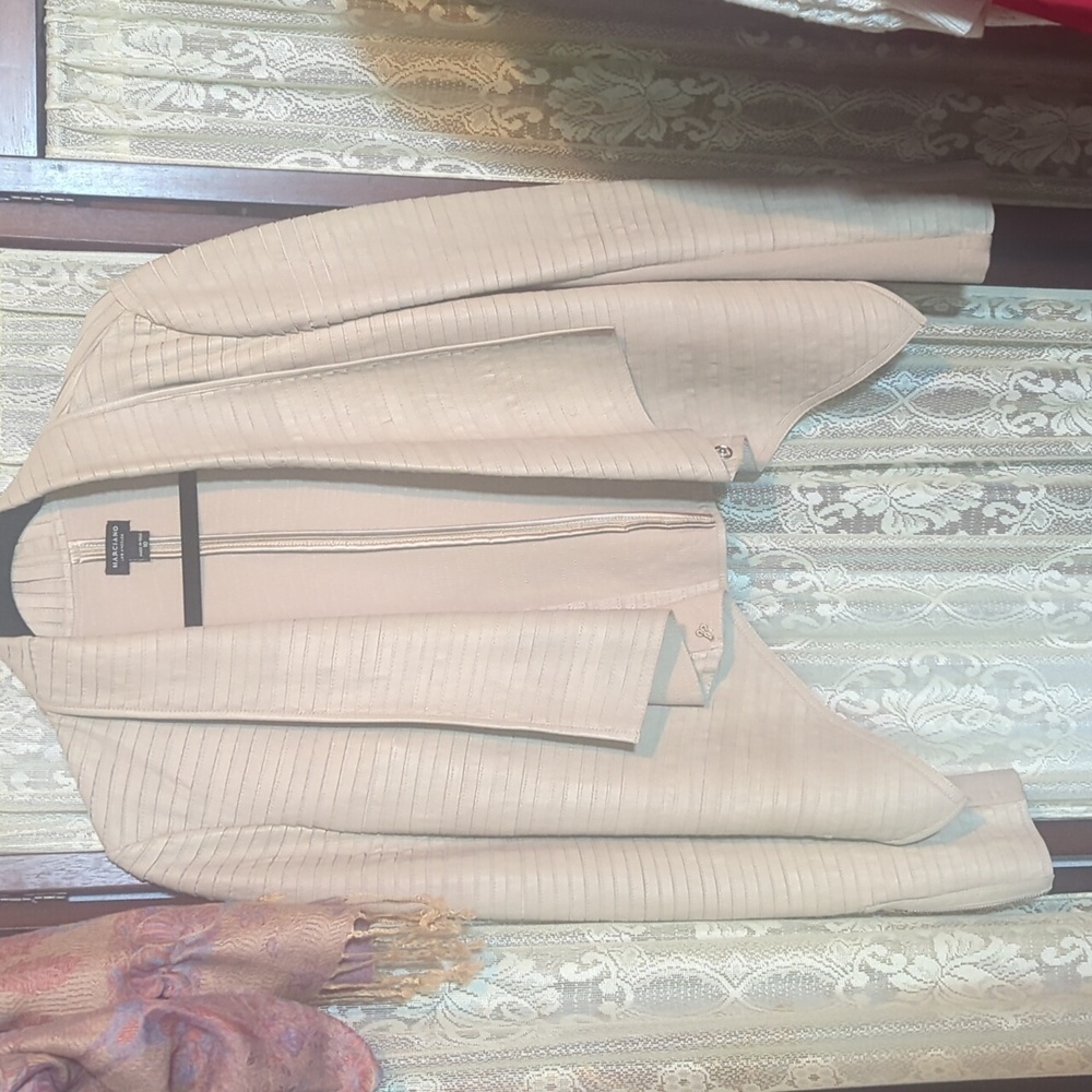 Marciano Cream Open-Front Textured Jacket